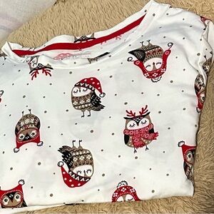 Secret Treasures Women's Pajama Top with Festive Owl Print